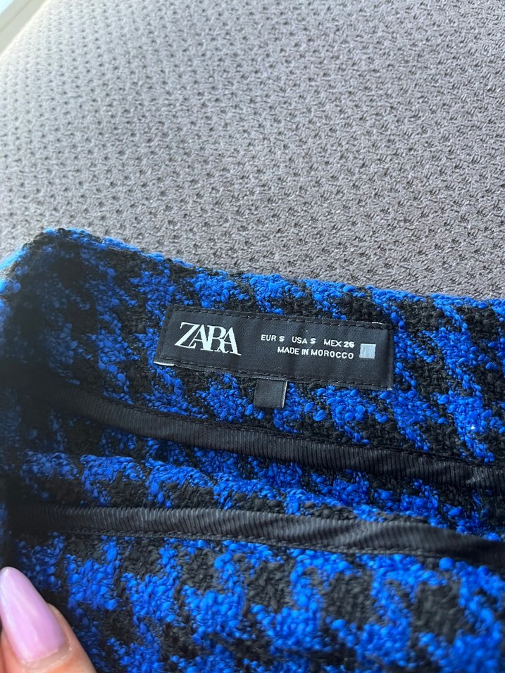 Mavi Pilili Ekose Mini Etek - Görsel 3