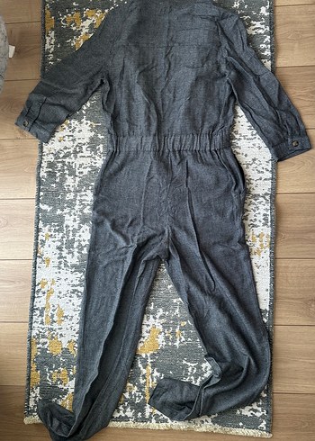 s Beden gri Renk Mango Gri Kadın Uzun Denim Tulum