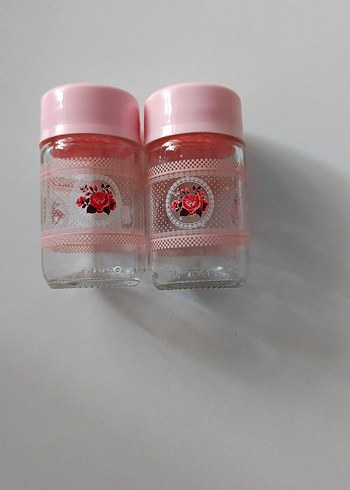 Pembe Kapaklı Cam tuz/karabiber Seti