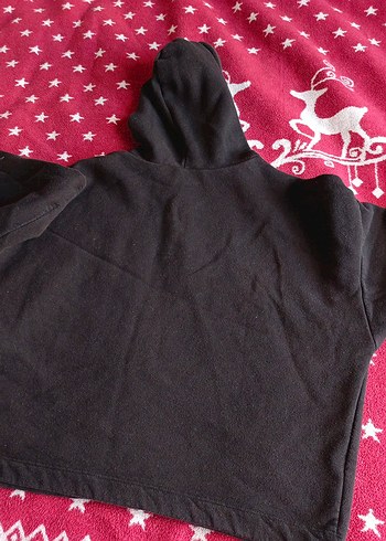 m Beden siyah Renk NASA Baskılı Kapüşonlu Siyah crop Sweatshirt