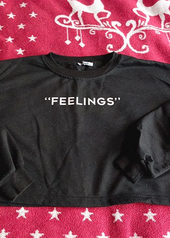 Diğer Siyah Baskılı Kadın crop Sweatshirt