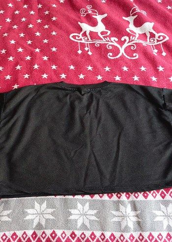 l Beden siyah Renk Siyah Baskılı Kadın crop Sweatshirt
