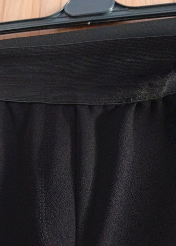 Kadın Siyah lastik bel Geniş Kesim Kumaş Pantolon - Görsel 5