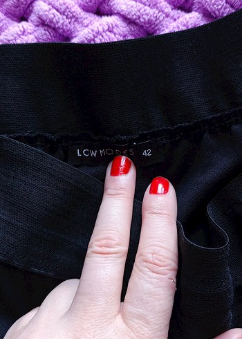 Kadın Siyah lastik bel Geniş Kesim Kumaş Pantolon - Görsel 9