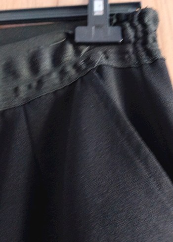 Kadın Siyah lastik bel Geniş Kesim Kumaş Pantolon - Görsel 6