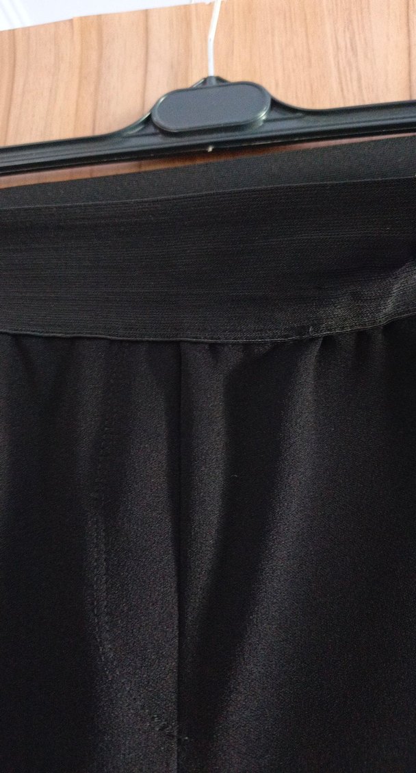 Kadın Siyah lastik bel Geniş Kesim Kumaş Pantolon - Görsel 5