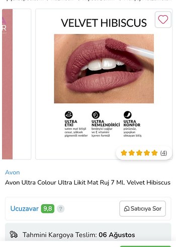Beden çeşitli Renk Avon Ultra Colour Ultra Likit Mat Ruj 7 ml - Velvet Hibiscus