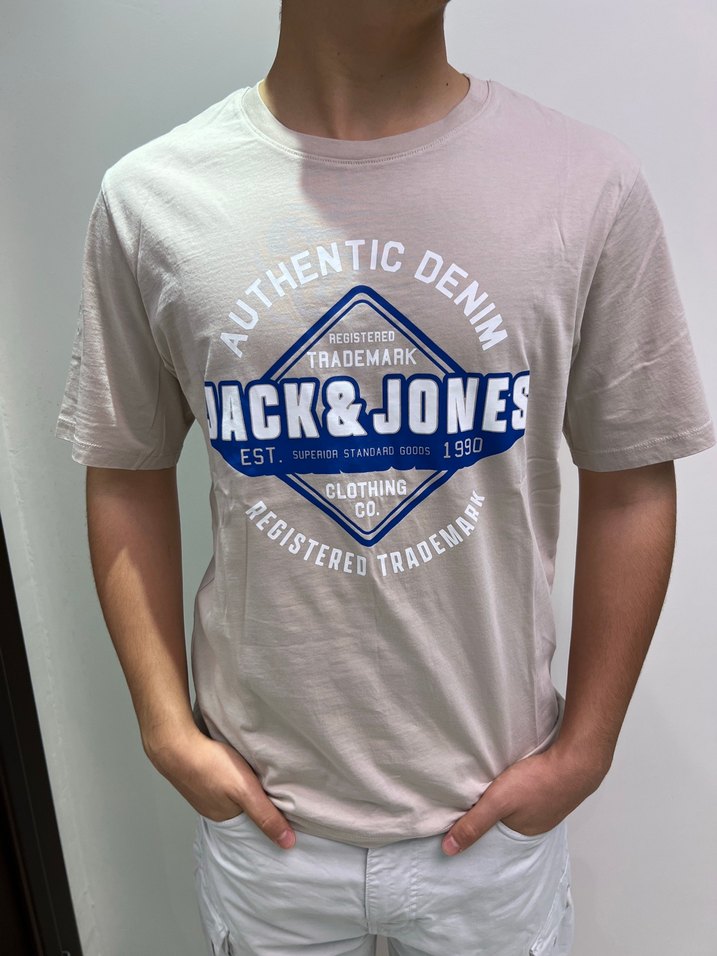 Jack & Jones Bej Baskılı Erkek Tişört - Görsel 2