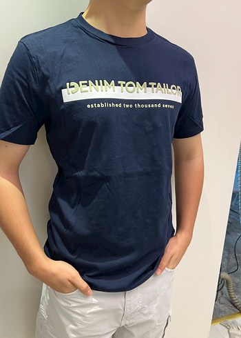 Lacivert Denim Tom Tailor Baskılı Erkek Tişört - Görsel 2