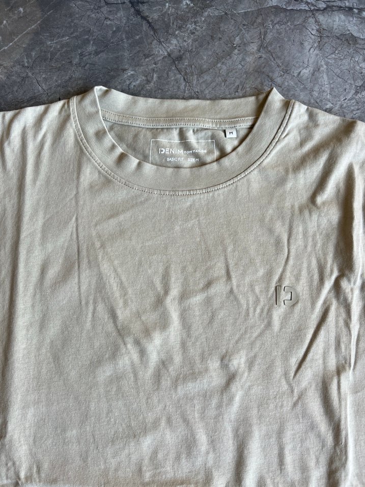 Bej Erkek Kısa Kollu Pamuklu Tişört - Görsel 2