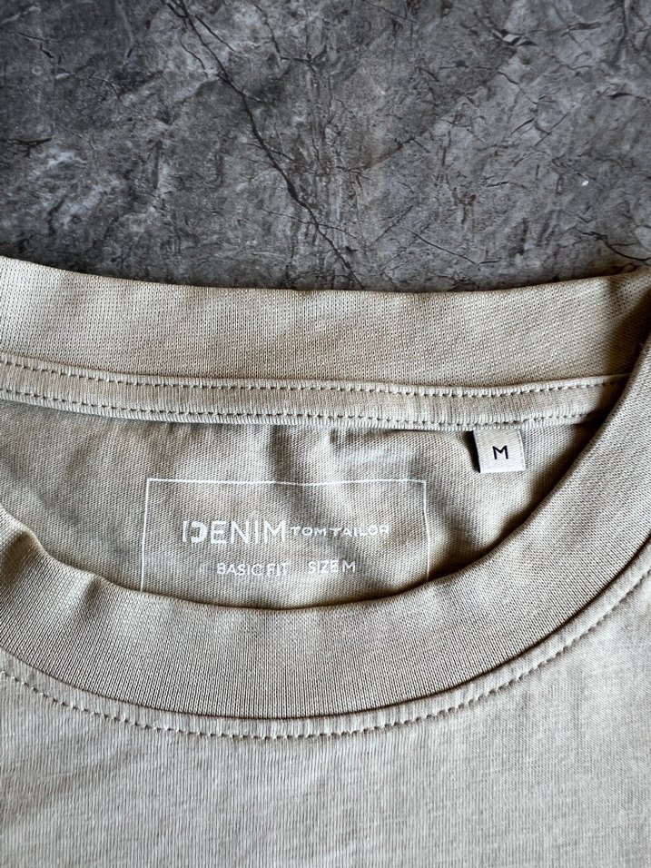 Bej Erkek Kısa Kollu Pamuklu Tişört - Görsel 3