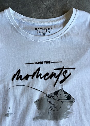 Beyaz Baskılı Erkek Tişört - Görsel 3