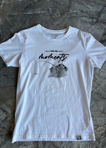 Beyaz Baskılı Erkek Tişört - Görsel 2