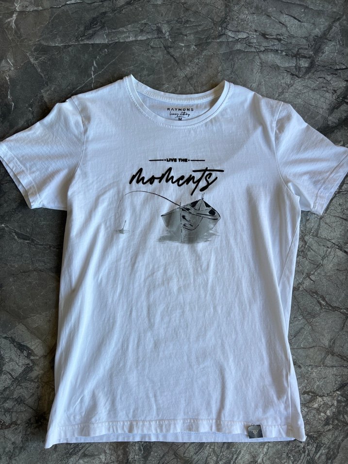 Beyaz Baskılı Erkek Tişört - Görsel 2