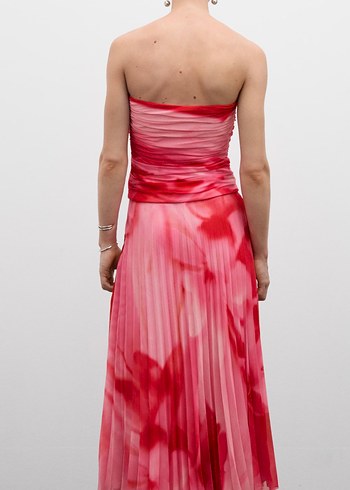 MANGO Pembe Drapeli Straplez Ust - Görsel 6