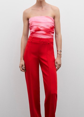 MANGO Pembe Drapeli Straplez Ust - Görsel 5