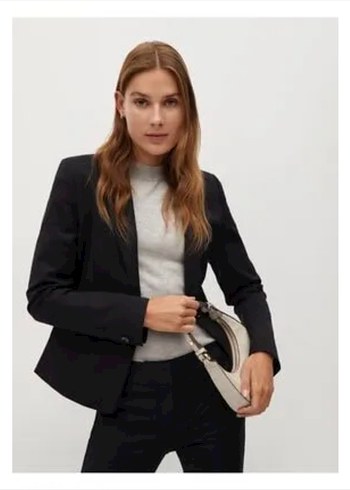 MANGO Siyah Kadın Ofis Blazeri - Regular Fit
