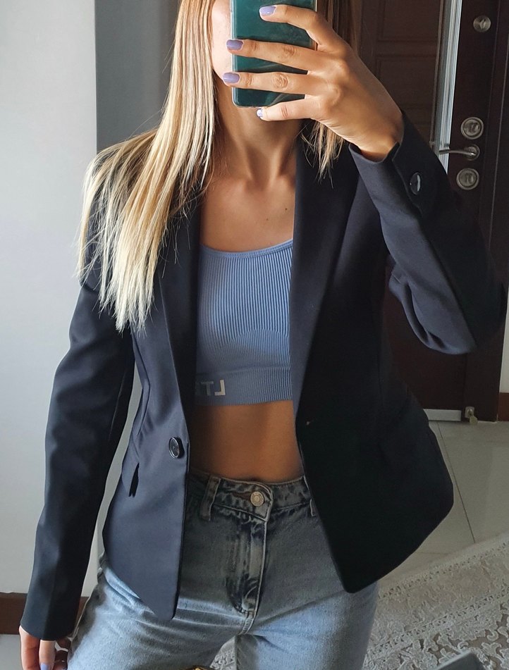 MANGO Siyah Kadın Ofis Blazeri - Regular Fit - Görsel 4