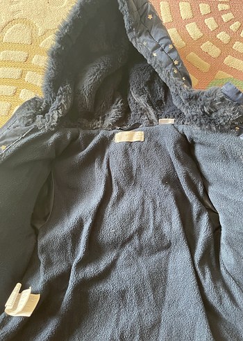 Kürklü Kapüşonlu Çocuk Lacivert Mont - Görsel 4