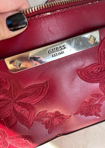 Kırmızı Deri Nakışlı Kadın Çanta - Görsel 8