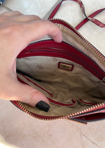 Kırmızı Deri Nakışlı Kadın Çanta - Görsel 5