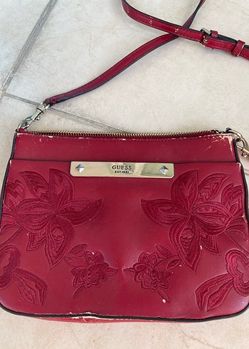 Kırmızı Deri Nakışlı Kadın Çanta - Görsel 2