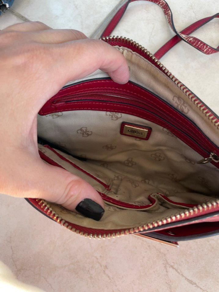 Kırmızı Deri Nakışlı Kadın Çanta - Görsel 5