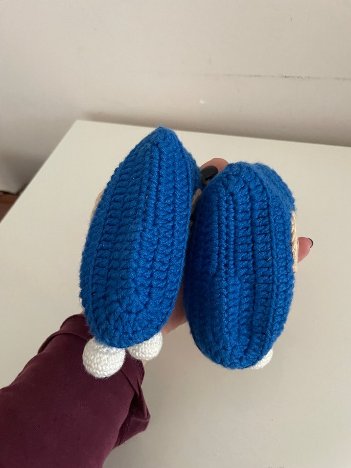 Mavi Örgü Kız Bebek Patik - Görsel 3