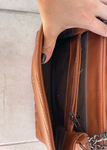 Zincir Detaylı Kahverengi Deri Kadın Çanta - Görsel 7