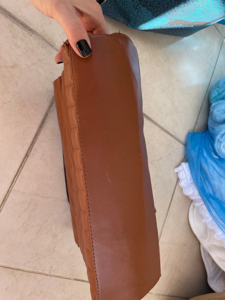 Zincir Detaylı Kahverengi Deri Kadın Çanta - Görsel 3