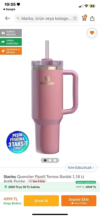 Stanley pipetli termos (ORJİNAL!!!)
