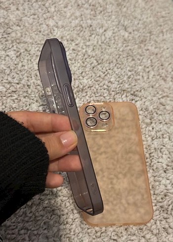 İPhone 15Promax Şeffaf Siyah ve Bej Telefon Kılıfı - Görsel 2