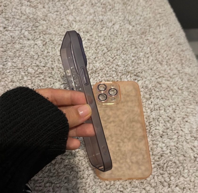 İPhone 15Promax Şeffaf Siyah ve Bej Telefon Kılıfı - Görsel 2