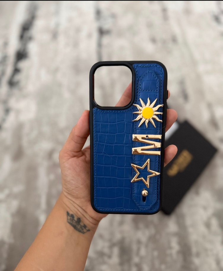 M Harf Detaylı Gerçek Deri İphone 15ProMax Kılıf - Görsel 3