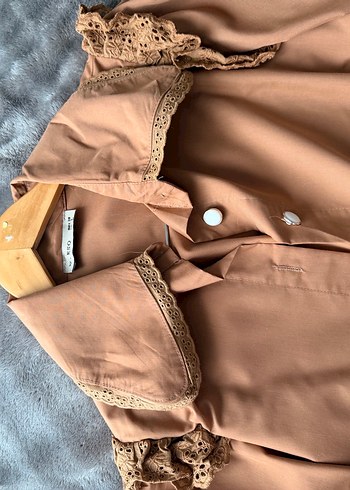 Bej Düğmeli Bohem Vintage Kadın Gömlek - Görsel 3