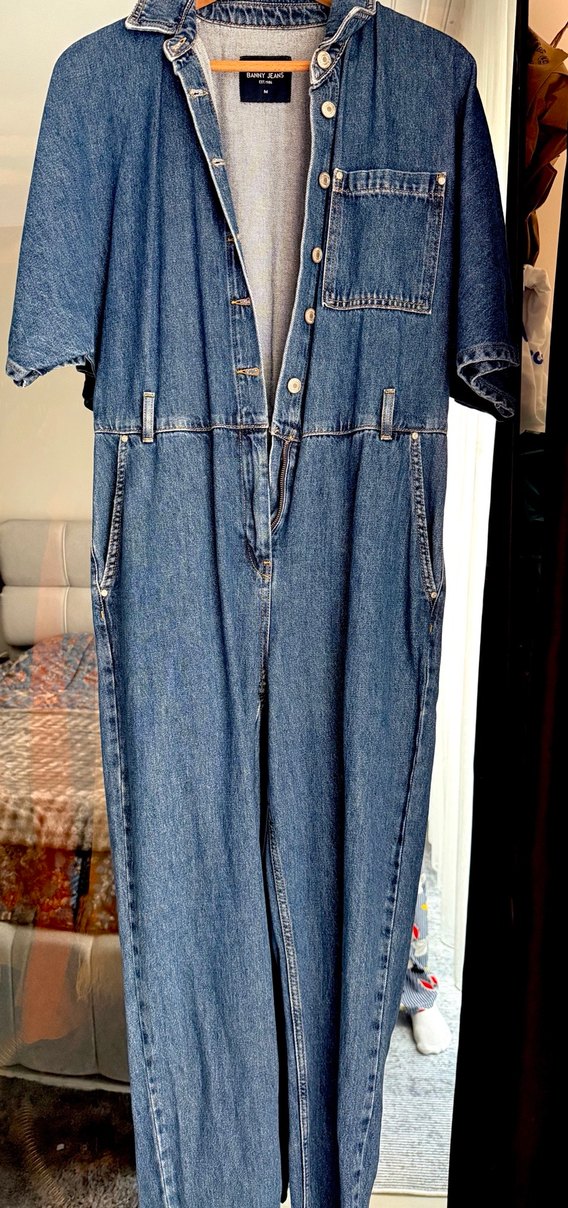 Mavi Denim Düğmeli Kadın Tulum - Görsel 3