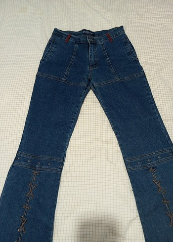 38 Beden mavi Renk İspanyol paça bağlamalı jeans