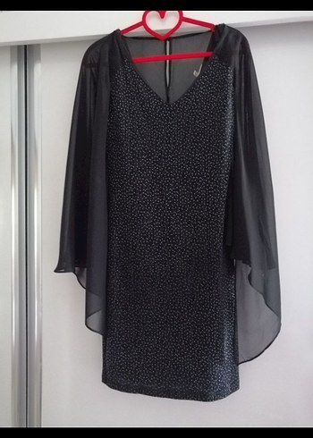 V Yaka Siyah Midi Gotik ELBİSE ABİYE