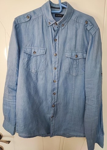 Defacto Mavi Denim Dugmeli Erkek Gomlek