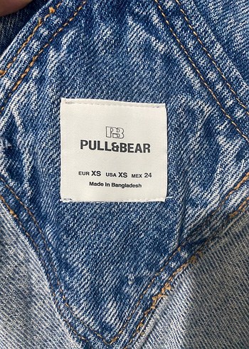 Pull and Bear Kadın Mavi Denim Bol Kesim Midi Boy Tulum