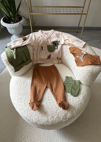 Safari erkek bebek hastane çıkışı seti 5 parça - Görsel 2