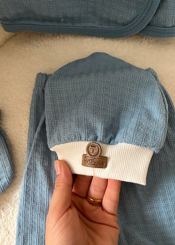 Yenidoğan Beden mavi Renk Mavi Örgü Bebek 5 parça Hastane çıkış seti