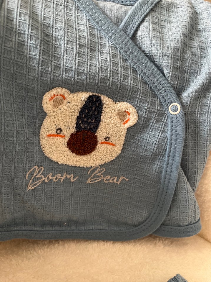 Mavi Örgü Bebek 5 parça  Hastane çıkış seti - Görsel 3