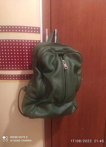 Deri sırt çantası yeşil 