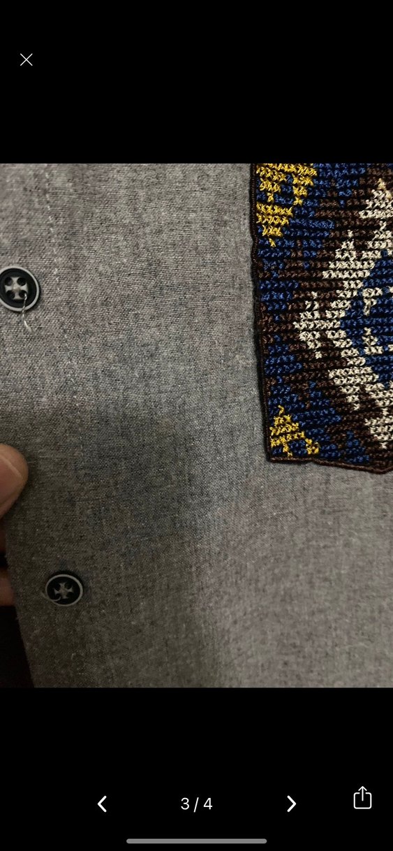 Gri Nakışlı Bohem Düğmeli Kadın Gömlek - Görsel 3