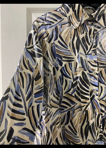 Kadın Çok Renkli Uzun Kollu Bohem parlak kumaşlı gömlek - Görsel 2