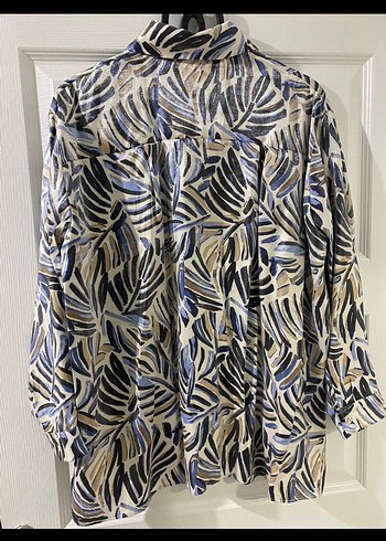 Kadın Çok Renkli Uzun Kollu Bohem parlak kumaşlı gömlek - Görsel 3