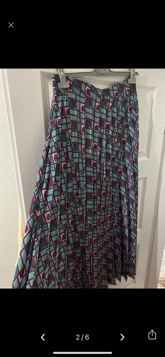 Gri Çok Renkli Piliseli Uzun Kadın Etek - Görsel 2