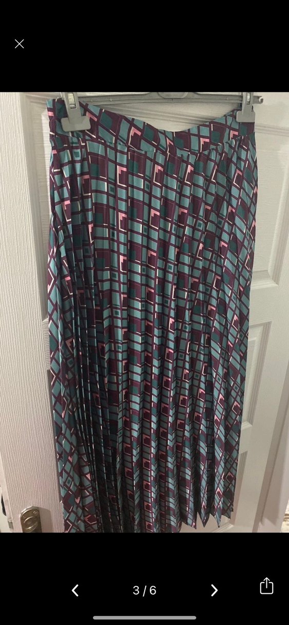 Gri Çok Renkli Piliseli Uzun Kadın Etek - Görsel 3