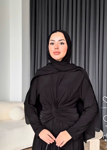 Siyah Uzun Drapeli sany Kadın Elbise - Görsel 2